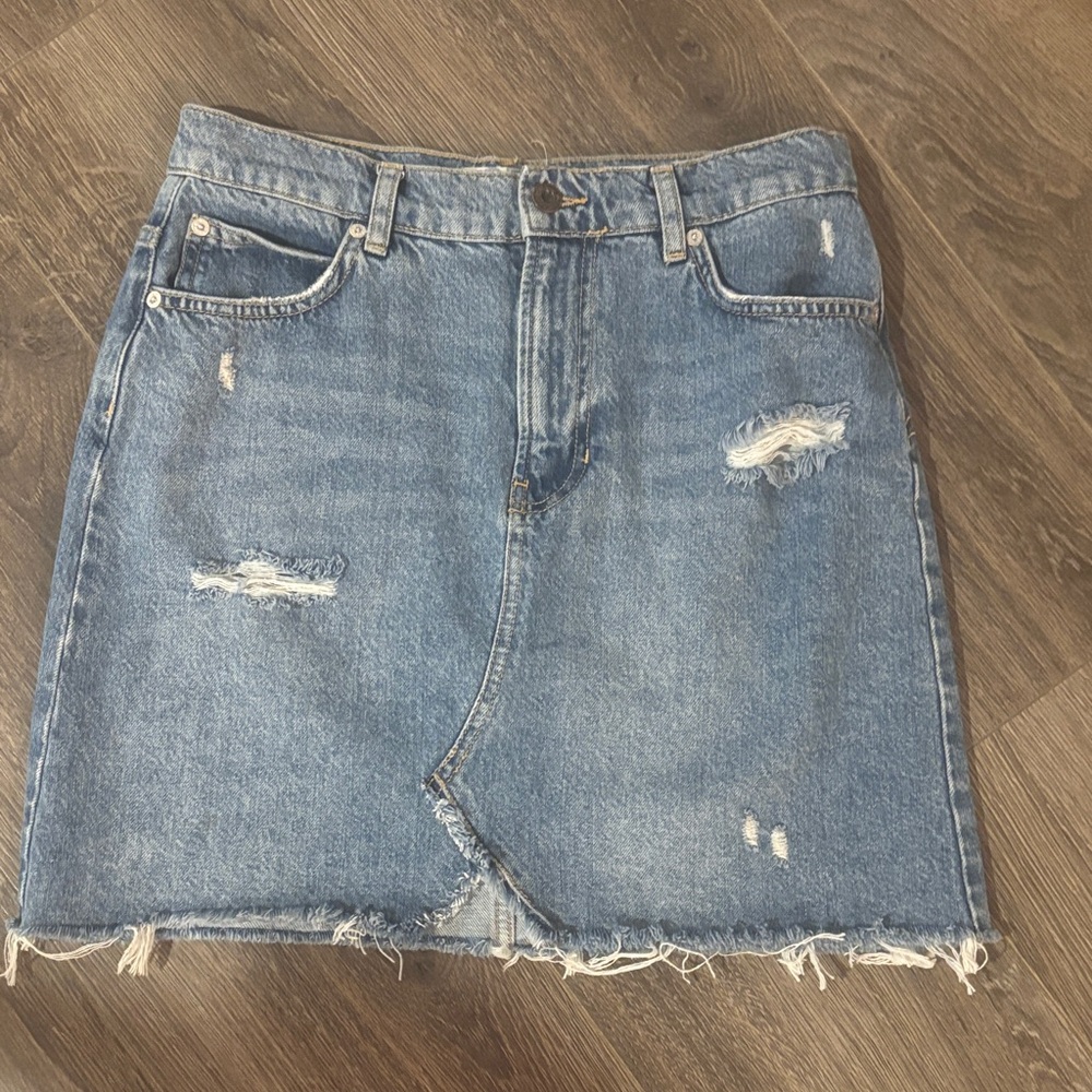 We The Free Blue Distressed Mini Skirt size 27
